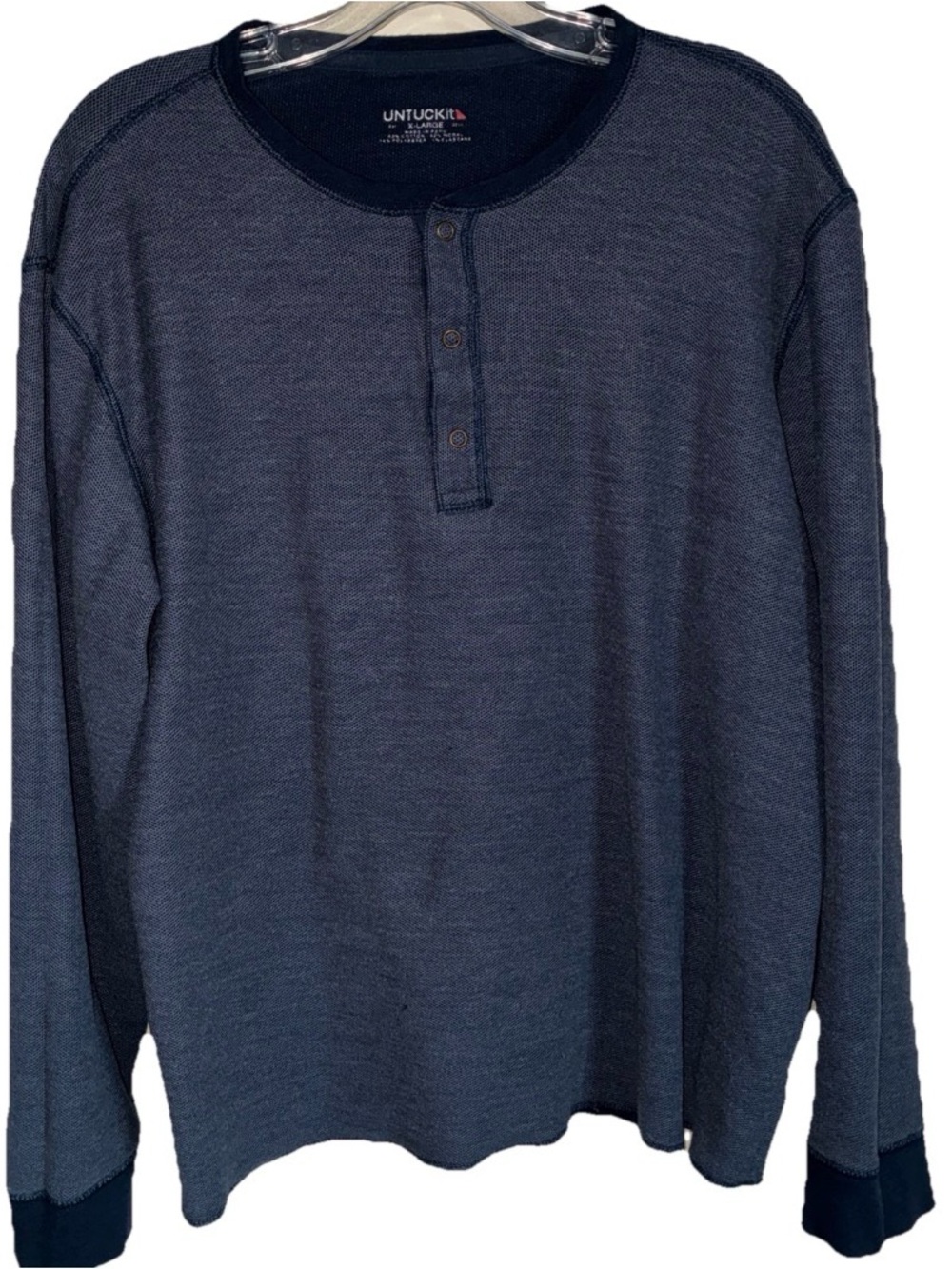 UNTUCKit -Men’s Schrock Navy Blue Long Sleeve Henley Shirt Sz XL Athletic Fit